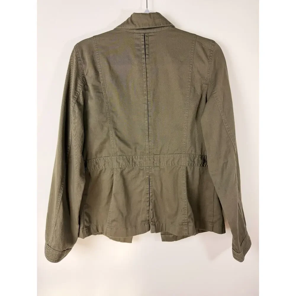 Ann Taylor LOFT Utility Jacket Size 6 Olive Cotton Military Style Blazer Spring - Picture 2 of 10